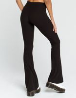 SKY AND SPARROW Rib Black Flare Pants