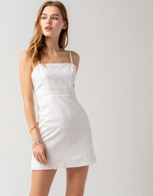 SKY AND SPARROW Eyelet Open Back Slip Dress