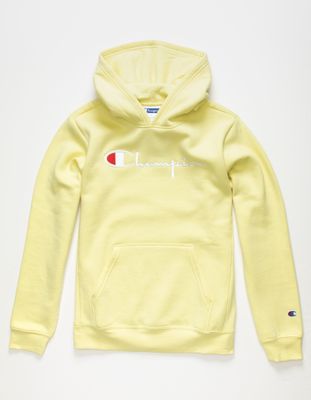 CHAMPION Vintage Script Embroidered Boys Lemon Hoodie