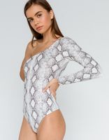 WEST OF MELROSE Snake It Out One Shoulder Bodysuit