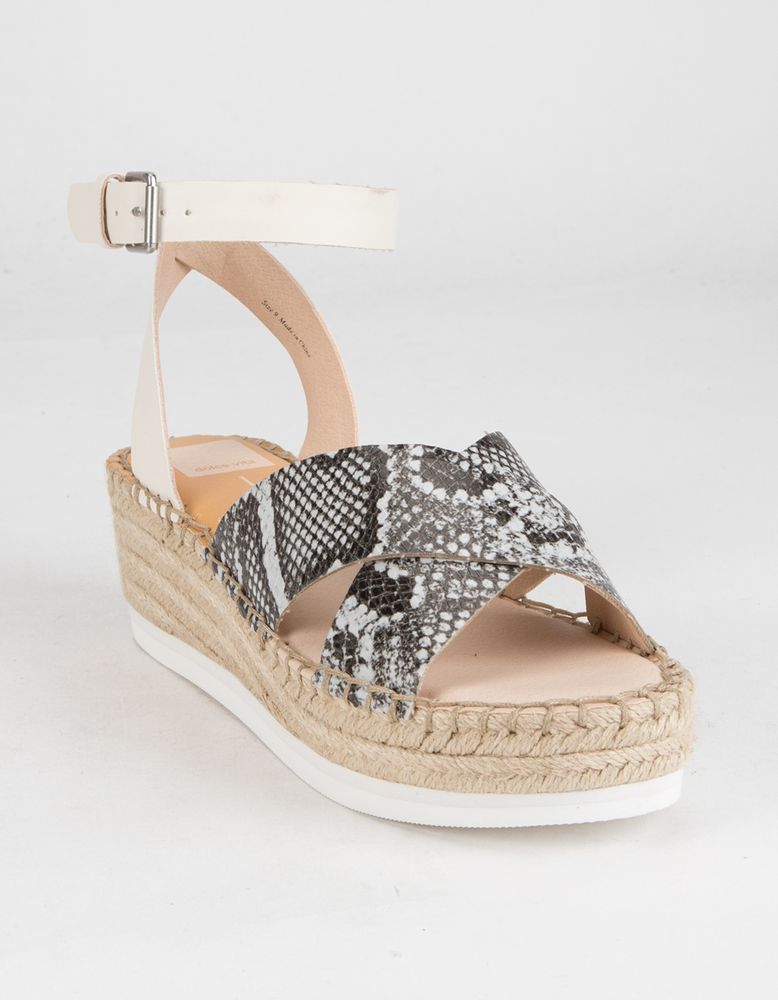 DOLCE VITA Snake Print Crisscross Flatform Sandals