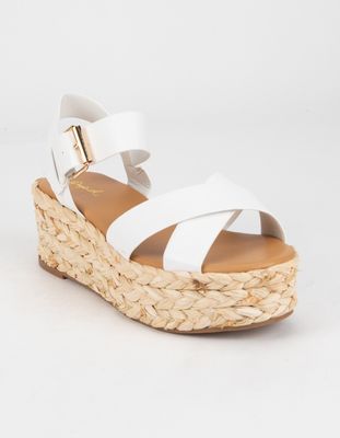 QUPID Raffia Flatform Sandals