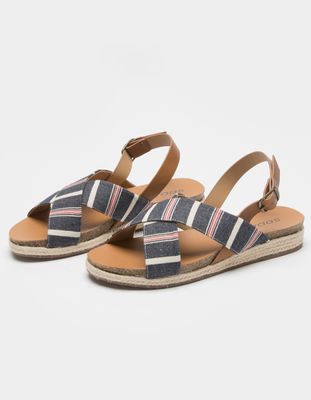 SODA Stripe Criss Cross Sandals