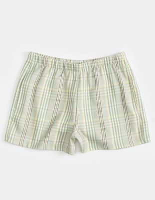 FULL TILT Plaid Girls Green Combo Pull On Shorts