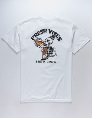 FRESH VIBES Brew Crew White T-Shirt