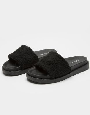 SODA Shearling Slide Sandals