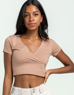 SKY AND SPARROW Surplice Crop Tee