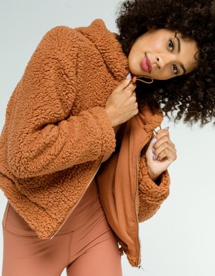 RSQ Solid Cozy Rust Sherpa Jacket