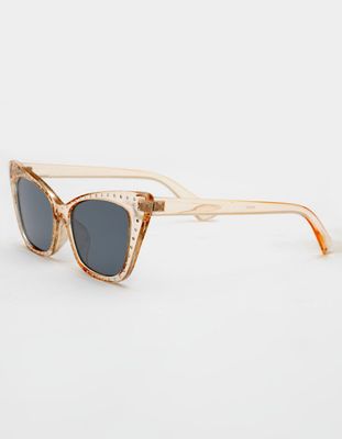 Rhinestone Plastic Cat Eye Natural Sunglasses