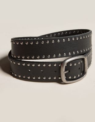 WEST OF MELROSE Studded Black Leather Belt
