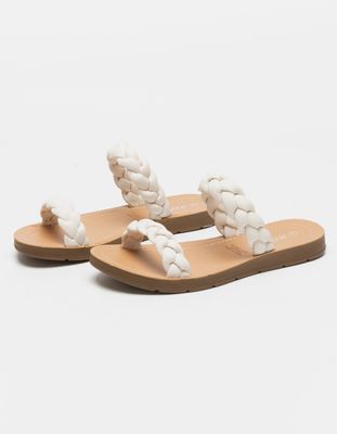 SODA Braided Dual Strap Bone Slide Sandals