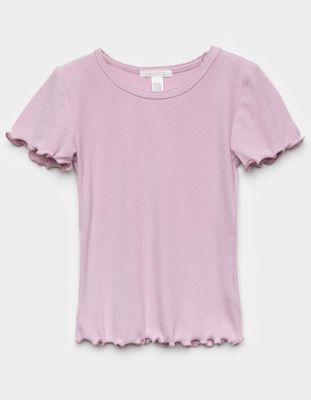 FULL TILT Essential Ribbed Girls Lavender Tee