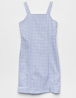 FULL TILT Gingham Slit Girls Blue & White Dress