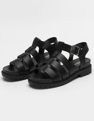 SODA Caged Ankle Strap Black Sandals