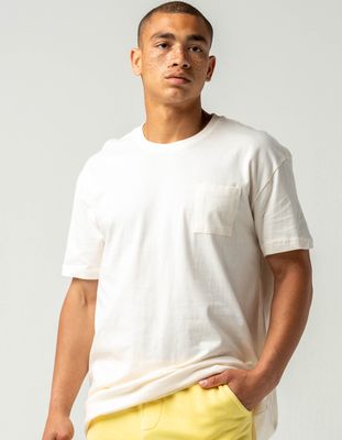 RSQ Oversized Solid Off White Pocket Tee