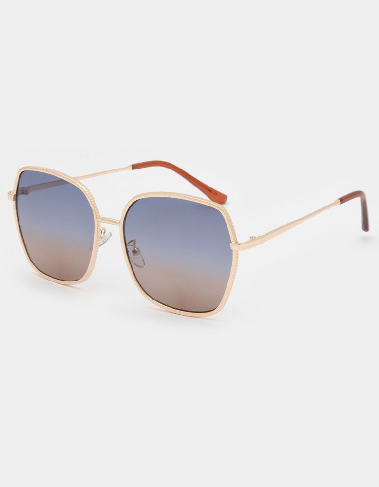 Metal Etched Square Oversized Sunglasses