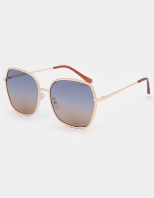Metal Etched Square Oversized Sunglasses