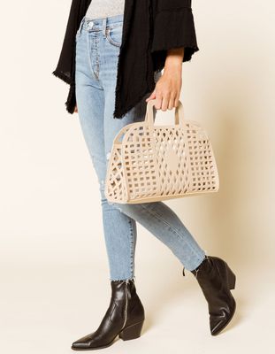 WEST OF MELROSE Melrose Cutout Beige Bowler Bag