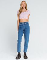 FULL TILT Button Front Lavender Crop Top