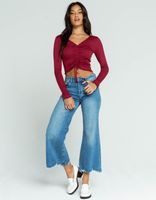 SKY AND SPARROW Cinch Front Burgundy Top