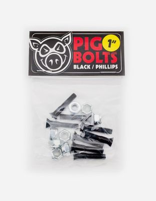 PIG SKATEBOARDS Black 1" Phillips Bolts