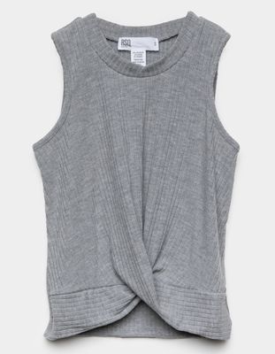 RSQ Knot Front Girls Heather Gray Ribbed Tank