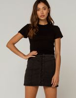 RSQ Collective Button Front Denim Mini Skirt