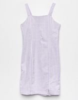 FULL TILT Gingham Slit Girls Lavender & White Dress