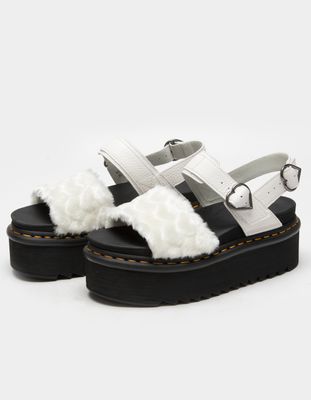 DR. MARTENS Voss Quad Fluffy Faux Fur Platform Sandals