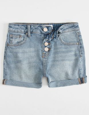 RSQ High Rise Cuff Girls Medium Wash Shorts