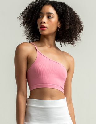 FULL TILT One Shoulder Skinny Strap Rose Bralette