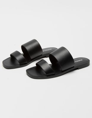SODA Double Strap Black Slide Sandals