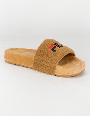 FILA Fuzzy Beige Slide Sandals