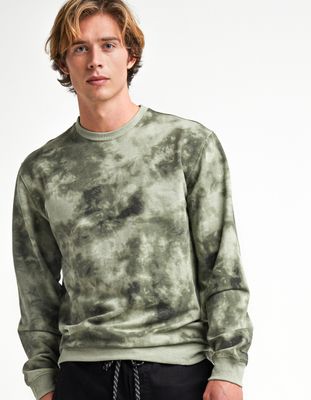 RSQ Tie-Dye Crew Neck Green Sweatshirt