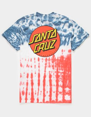 SANTA CRUZ Classic Dot Red White & Blue Tie Dye T-Shirt