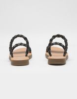 SODA Braided Dual Strap Black Slide Sandals