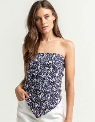 WEST OF MELROSE Navy & White Bandana Top