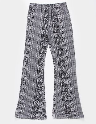 WHITE FAWN Floral Tile Printed Girls Flare Pants