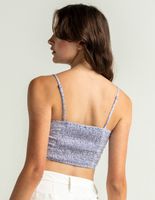 SKY AND SPARROW Ruched Lace Up Lavender Cami
