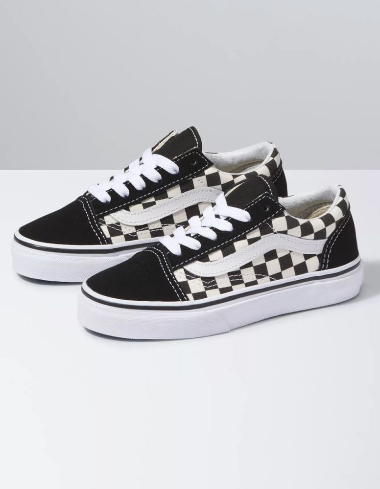 VANS Checkerboard Primary Check Old Skool Black & White Kids Shoes