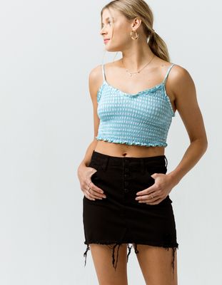 VERVET Exposed Button Denim Mini Skirt