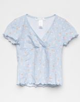 WHITE FAWN Floral Surplice Girls Top