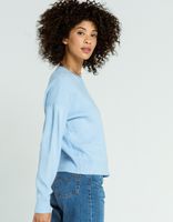 WOVEN HEART Drop Shoulder Puff Sleeve Light Blue Sweater