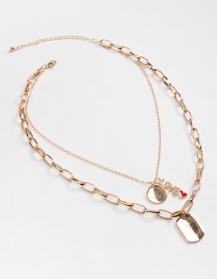 FULL TILT Dog Tag & Love Layered Necklace