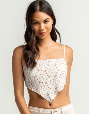 SKY AND SPARROW Ditsy Hanky Cream Tie Back Top