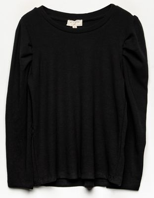 HAYDEN Puff Sleeve Girls Black Top