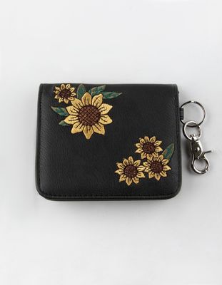 VIOLET RAY Sunflower Black Keychain Wallet