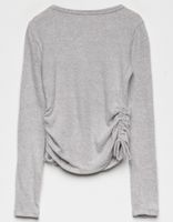 WHITE FAWN Cozy Cinch Side Girls Heather Gray Top