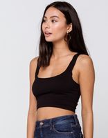 FULL TILT Lettuce Edge Seamless Black Bralette