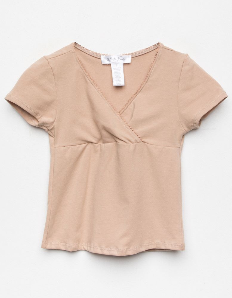 WHITE FAWN Surplice Girls Mocha Top